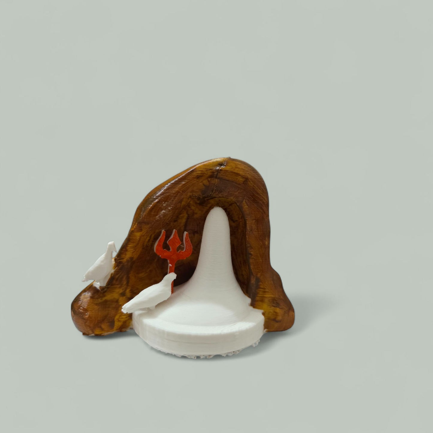 DevaDarshan - Amarnath Shivling Miniature Temple Idol | Ice Lingam with Cave Design, Pigeons & Trishul | Spiritual Home Decor | Car Dashboard, Office Table, Gift Item