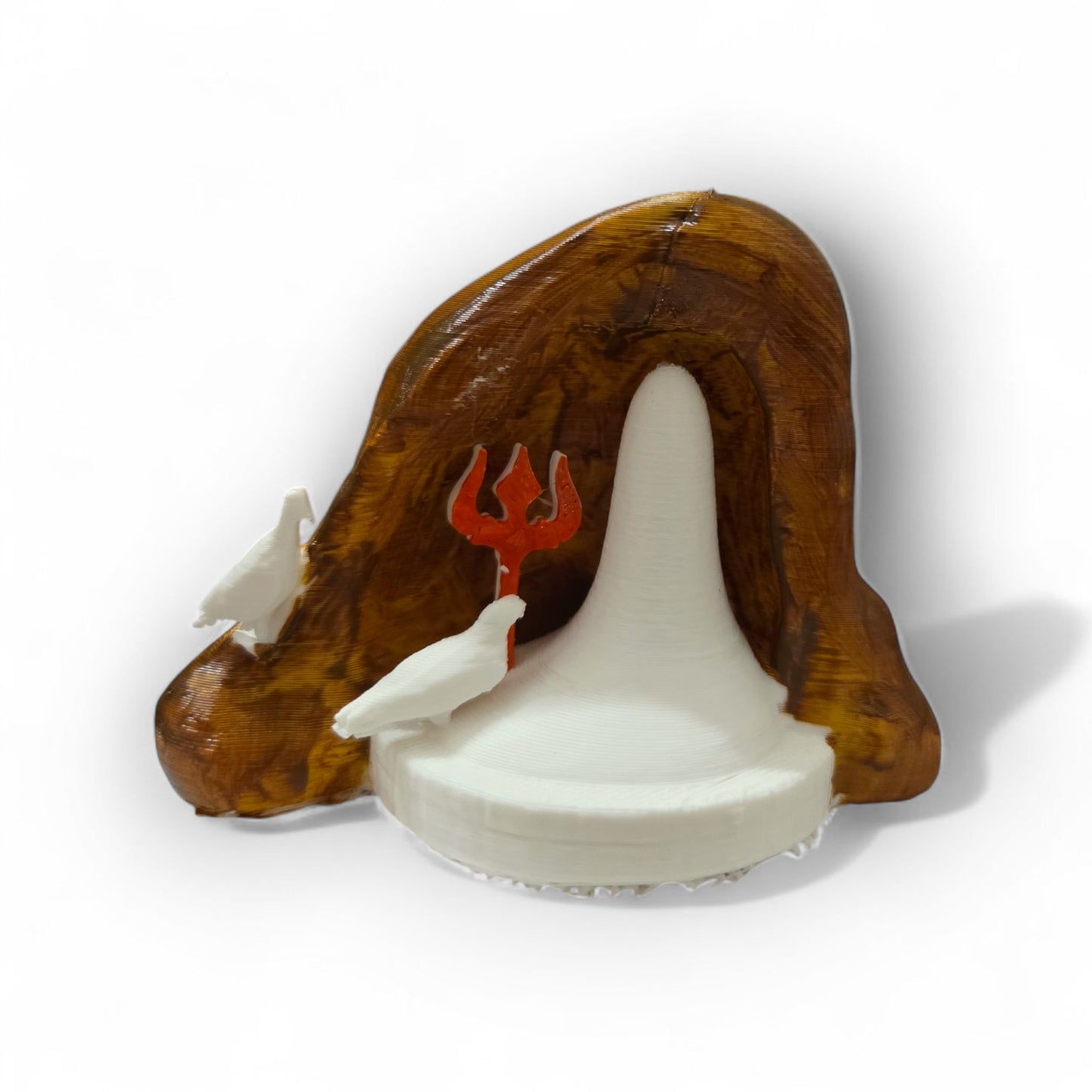 DevaDarshan - Amarnath Shivling Miniature Temple Idol | Ice Lingam with Cave Design, Pigeons & Trishul | Spiritual Home Decor | Car Dashboard, Office Table, Gift Item