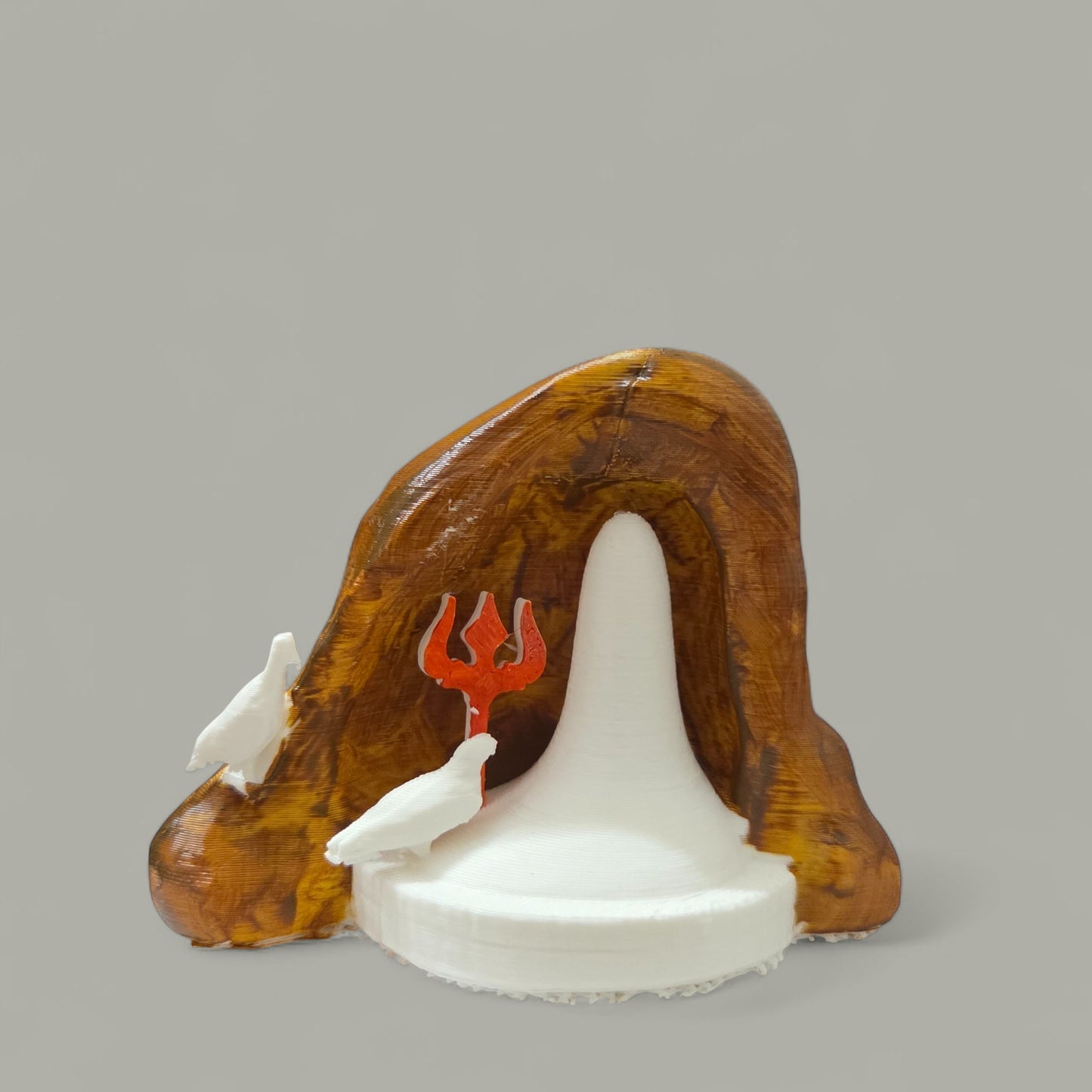 DevaDarshan - Amarnath Shivling Miniature Temple Idol | Ice Lingam with Cave Design, Pigeons & Trishul | Spiritual Home Decor | Car Dashboard, Office Table, Gift Item