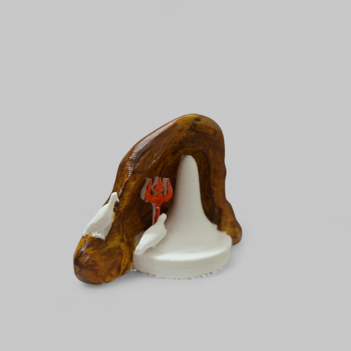 DevaDarshan - Amarnath Shivling Miniature Temple Idol | Ice Lingam with Cave Design, Pigeons & Trishul | Spiritual Home Decor | Car Dashboard, Office Table, Gift Item