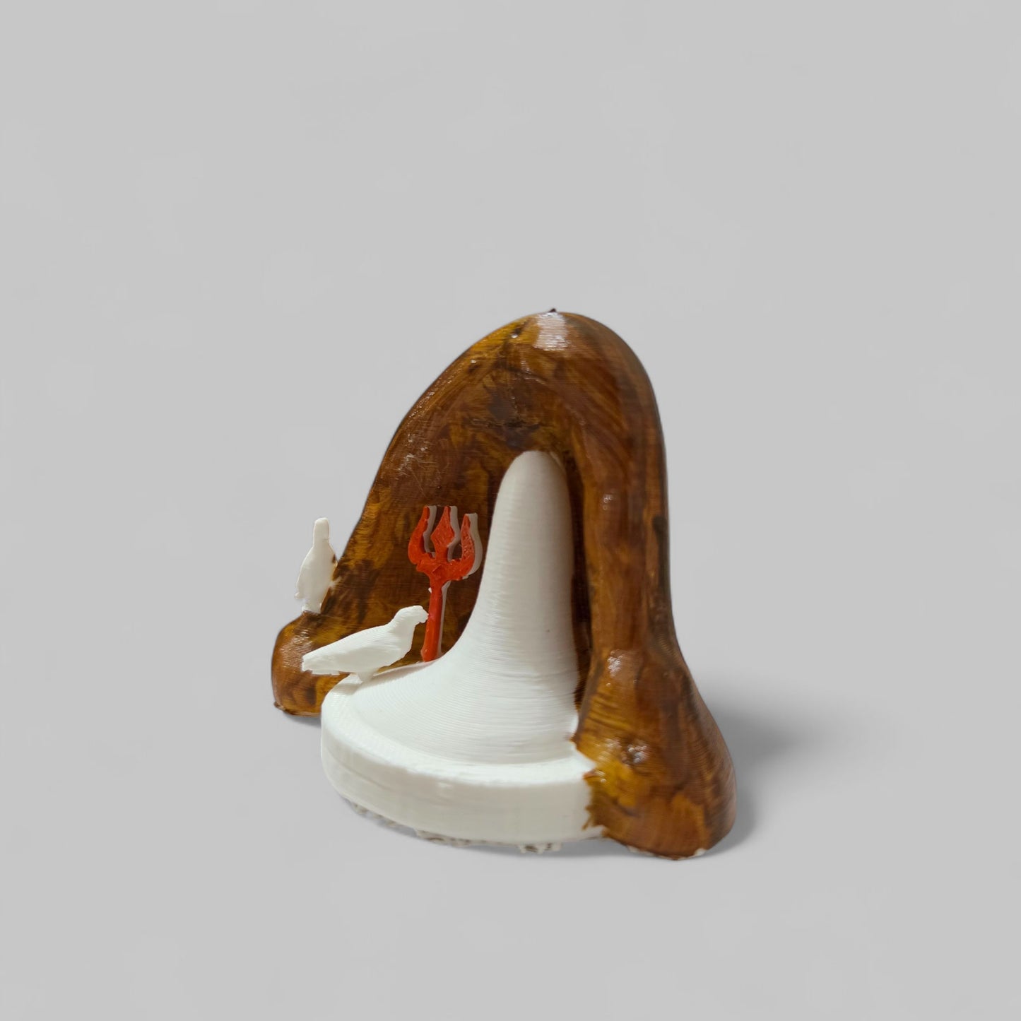 DevaDarshan - Amarnath Shivling Miniature Temple Idol | Ice Lingam with Cave Design, Pigeons & Trishul | Spiritual Home Decor | Car Dashboard, Office Table, Gift Item