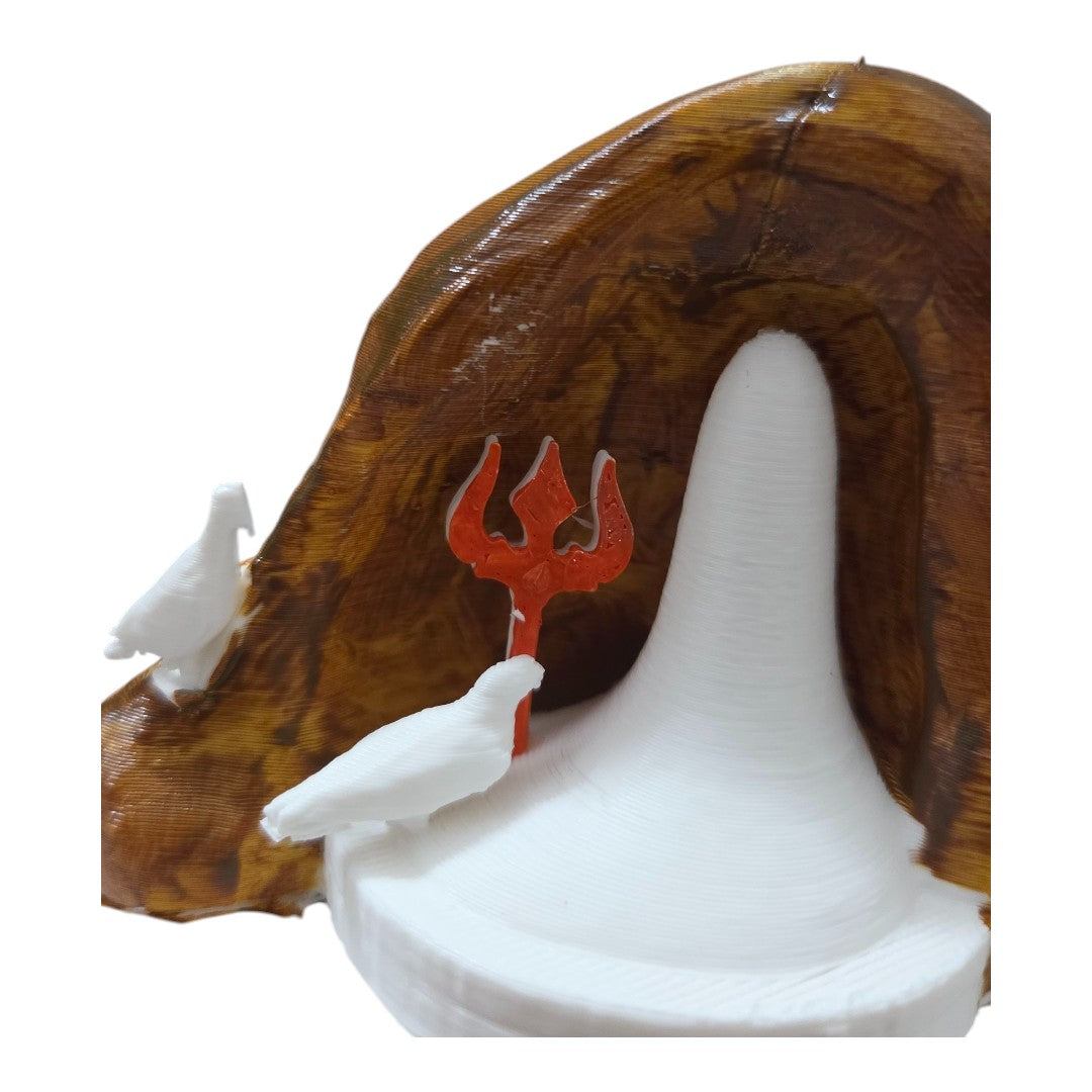 DevaDarshan - Amarnath Shivling Miniature Temple Idol | Ice Lingam with Cave Design, Pigeons & Trishul | Spiritual Home Decor | Car Dashboard, Office Table, Gift Item