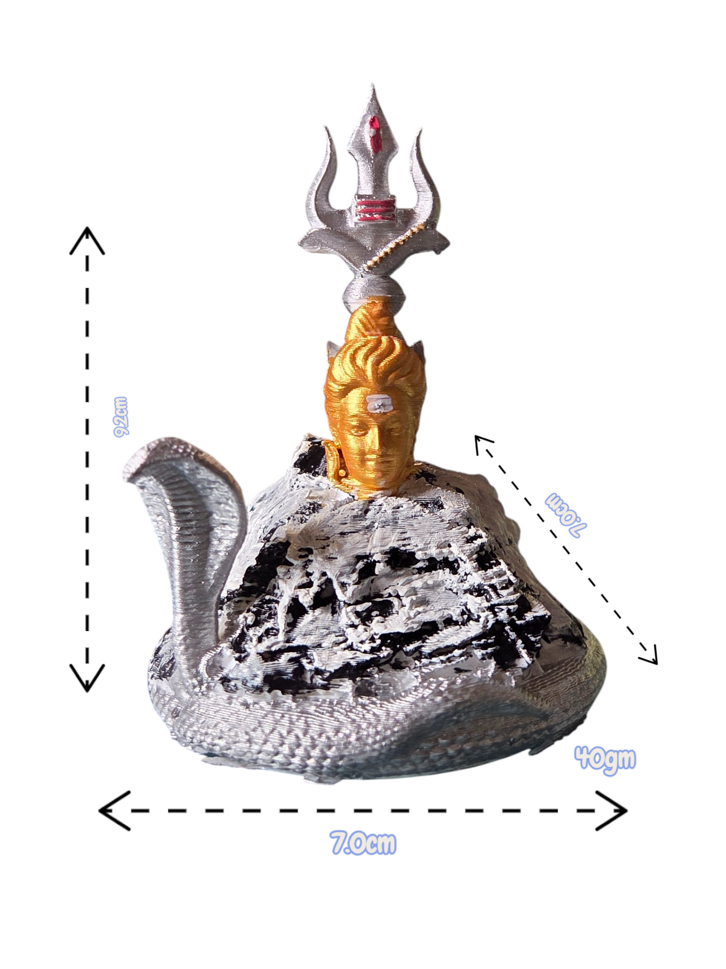 DevaDarshan Lord Shiva with Mount Kailash Statue – Trishul, Snake & Shiv Face Figurine – Hindu God Idol for Home Decor, Temple, Gift