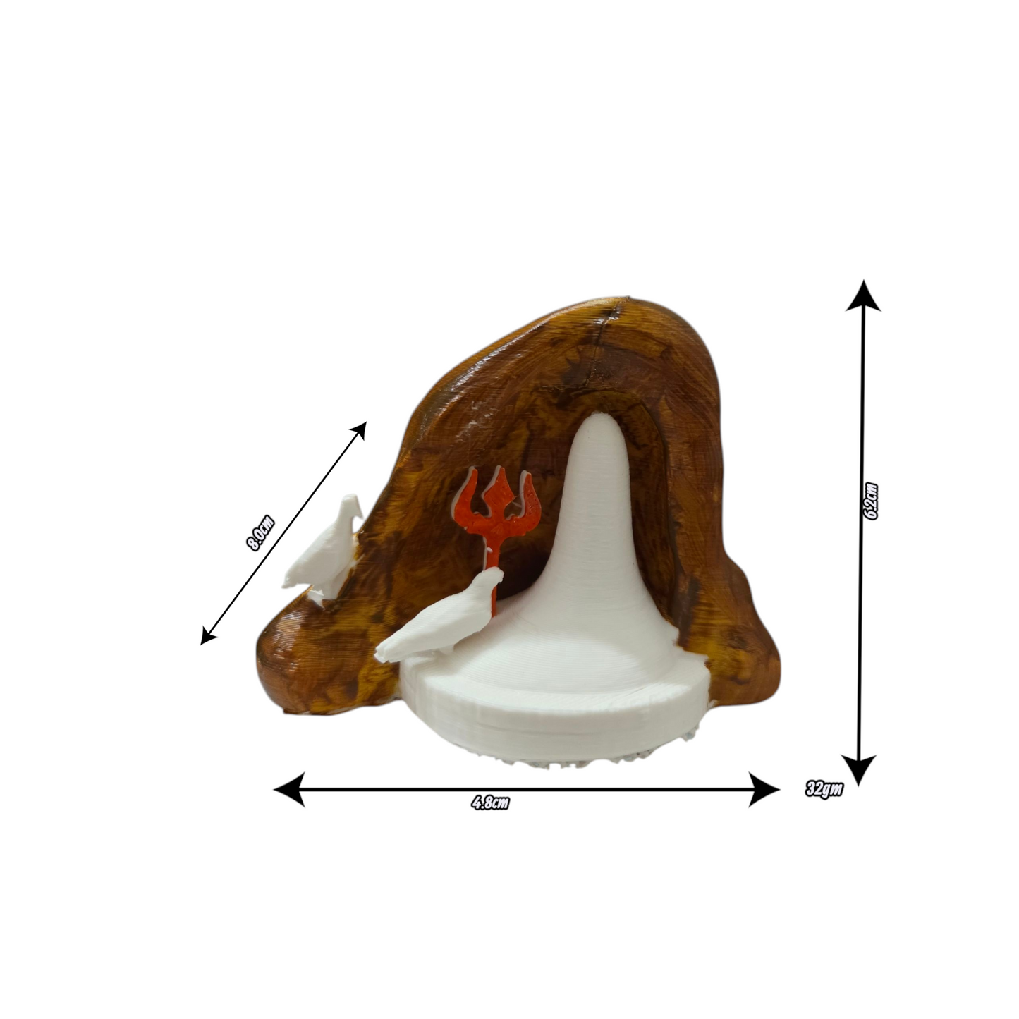 DevaDarshan - Amarnath Shivling Miniature Temple Idol | Ice Lingam with Cave Design, Pigeons & Trishul | Spiritual Home Decor | Car Dashboard, Office Table, Gift Item