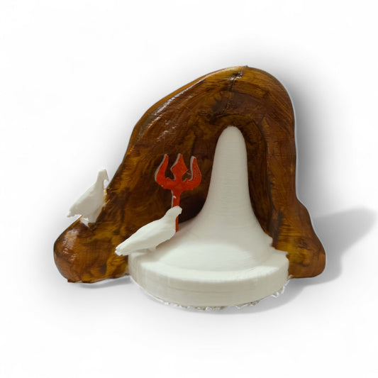 DevaDarshan - Amarnath Shivling Miniature Temple Idol | Ice Lingam with Cave Design, Pigeons & Trishul | Spiritual Home Decor | Car Dashboard, Office Table, Gift Item