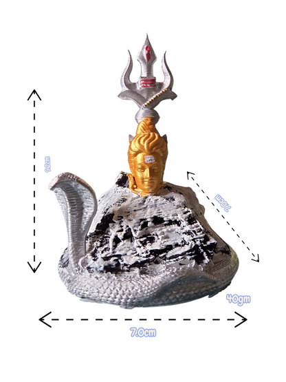 DevaDarshan Lord Shiva with Mount Kailash Statue – Trishul, Snake & Shiv Face Figurine – Hindu God Idol for Home Decor, Temple, Gift