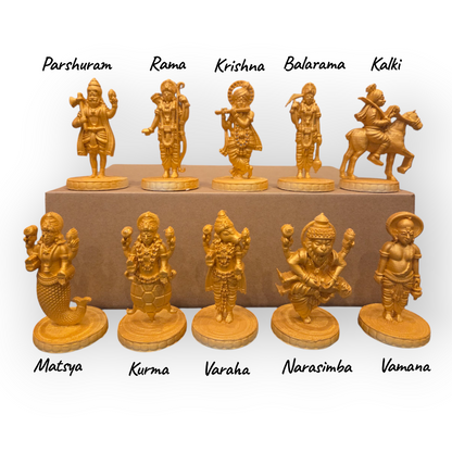 Dashavatara of Lord Vishnu Miniature Set | 10 Avatar of Vishnu Idols | Hindu Mythology Decorative Showpiece