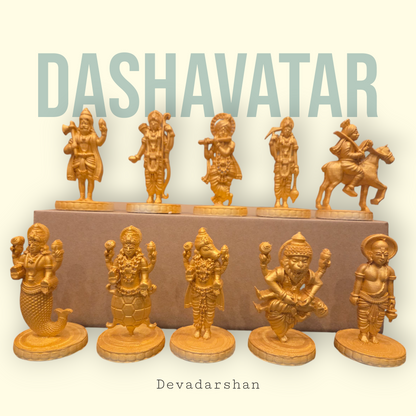 Dashavatara of Lord Vishnu Miniature Set | 10 Avatar of Vishnu Idols | Hindu Mythology Decorative Showpiece