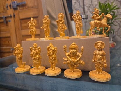 Dashavatara of Lord Vishnu Miniature Set | 10 Avatar of Vishnu Idols | Hindu Mythology Decorative Showpiece