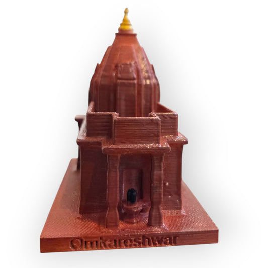 Omkareshwar Temple Miniature Statue – Shiva Lingam Model, Shri Omkareshwar Jyotirlinga Idol, Sacred Temple Decor for Home/Office, Puja Gift, Spiritual Souvenir
