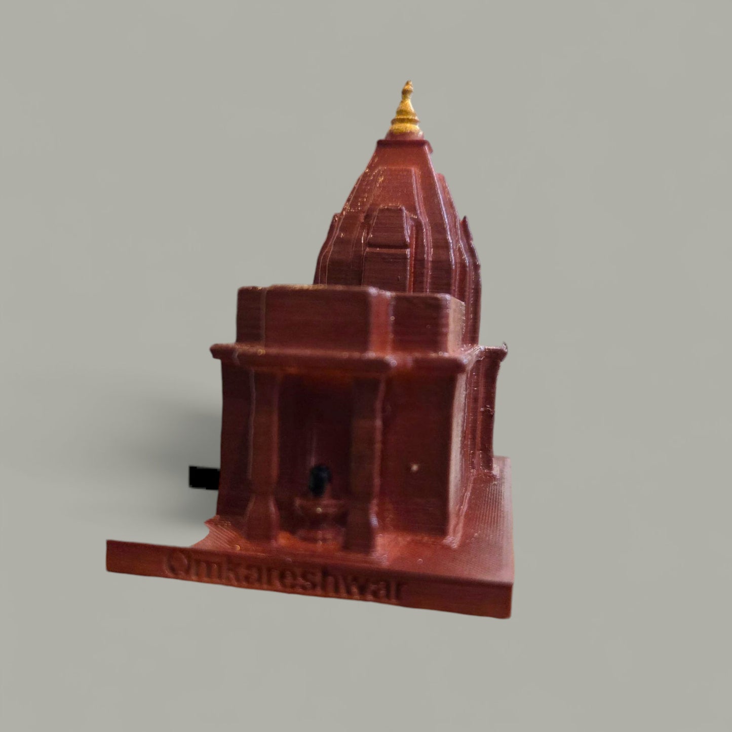Omkareshwar Temple Miniature Statue – Shiva Lingam Model, Shri Omkareshwar Jyotirlinga Idol, Sacred Temple Decor for Home/Office, Puja Gift, Spiritual Souvenir