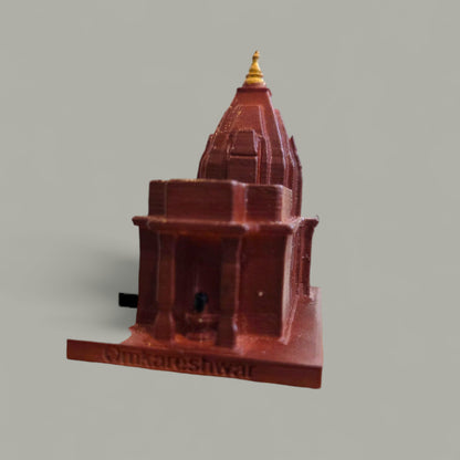 Omkareshwar Temple Miniature Statue – Shiva Lingam Model, Shri Omkareshwar Jyotirlinga Idol, Sacred Temple Decor for Home/Office, Puja Gift, Spiritual Souvenir
