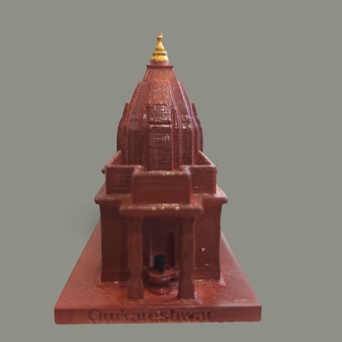 Omkareshwar Temple Miniature Statue – Shiva Lingam Model, Shri Omkareshwar Jyotirlinga Idol, Sacred Temple Decor for Home/Office, Puja Gift, Spiritual Souvenir