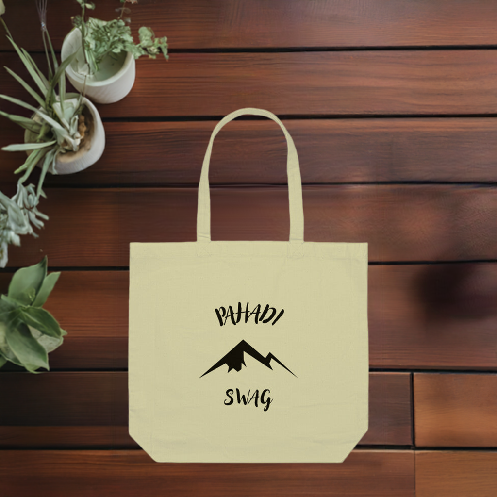 Pahadi Swag Half White Tote Bag - PahadiMerch